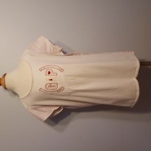 3/$15 GAP T shirt XL cream G A P embroidered accent stitch cap sleeves